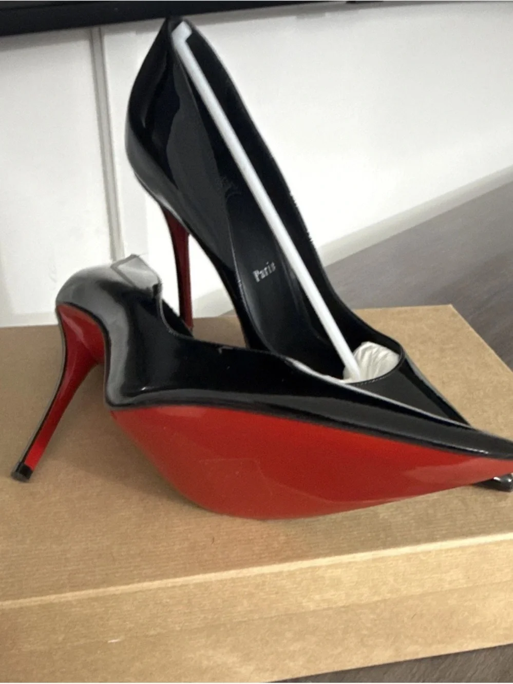 Christian Louboutin Black Patent Pointed-Toe Wedges